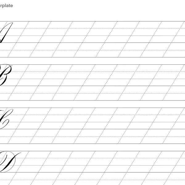 Blank Slanted Copperplate calligraphy Worksheet PDF and JPG file - Blank Copperplate Practice Sheet for Lettering Practice
