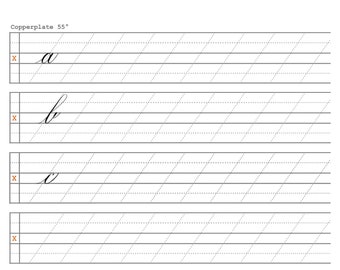 Leeres schräges Kupferstich Kalligraphie Arbeitsblatt PDF und JPG Datei - Leeres Kupferstich Übungsblatt zum Lettering Üben