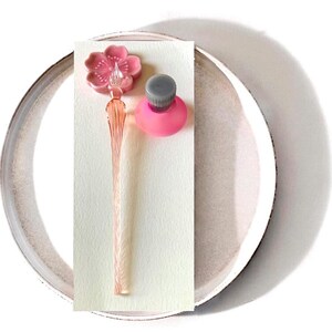 Calligraphy Tool Set: Ceramic Water Pot, Cherry Blossom Pen Rest, Ink Holder image 7