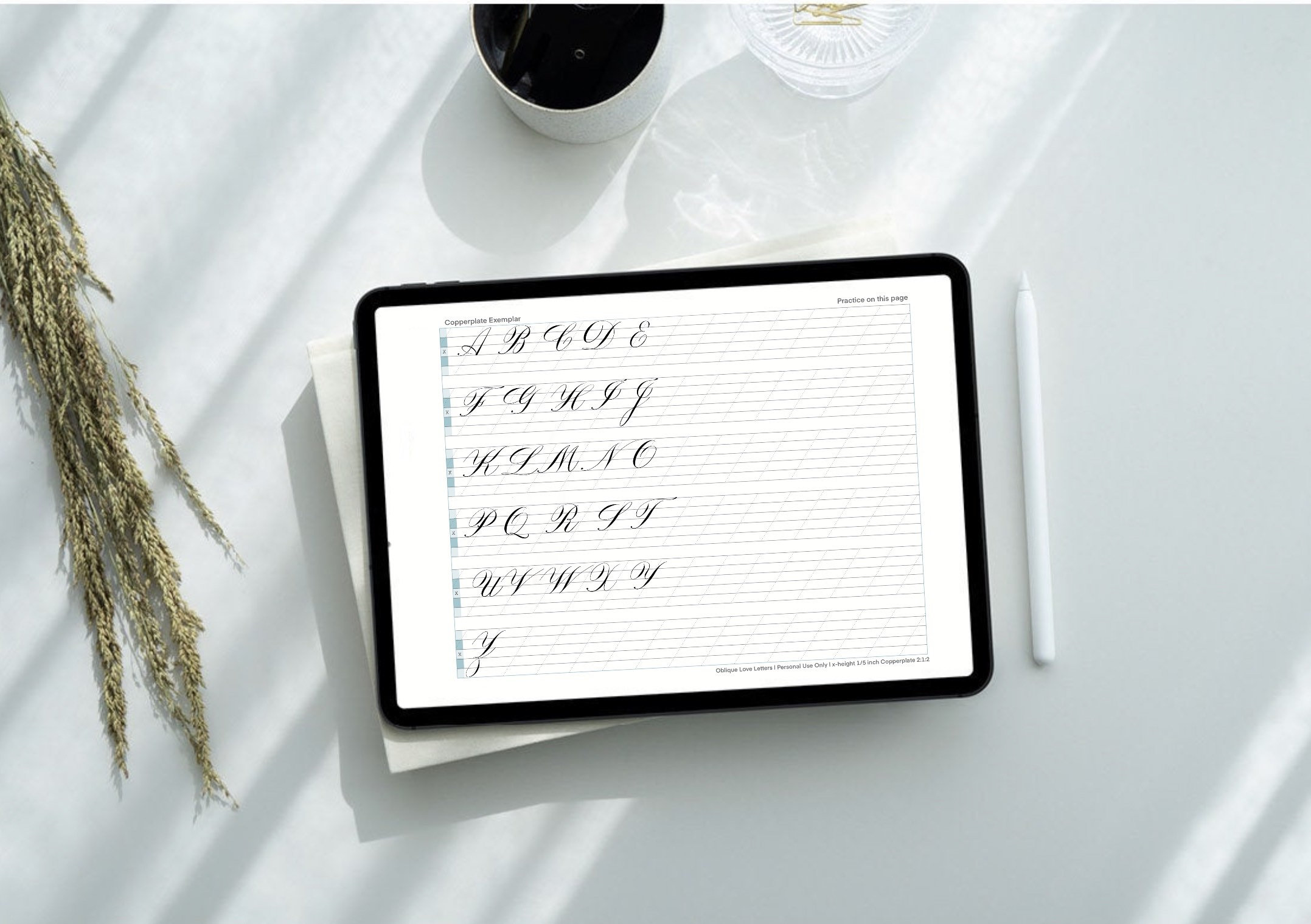 Blank Slanted Copperplate Calligraphy Worksheet PDF and JPG File ...