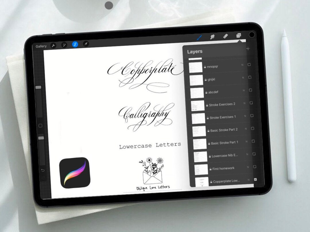 Copperplate Calligraphy Procreate Brush - iPad Lettering Tool ...