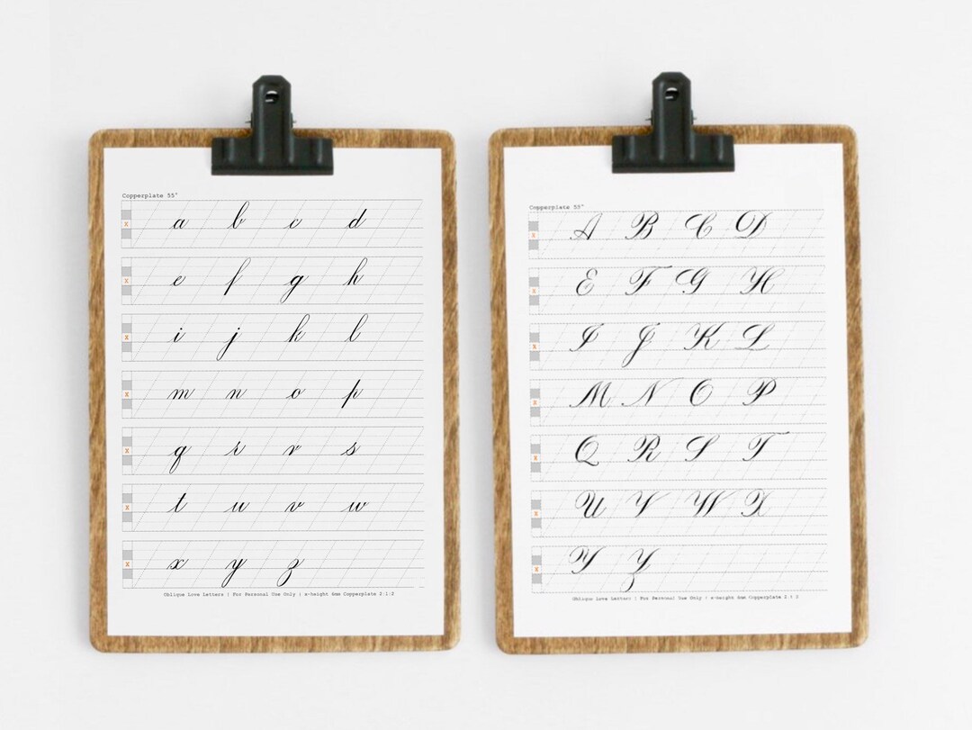Copperplate Calligraphy Practice Worksheets – Lowercase & Uppercase ...