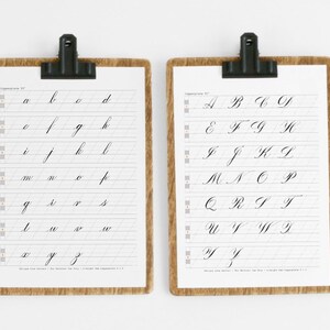 Un ensemble de feuilles de calcul en minuscules et majuscules pour la calligraphie sur cuivre, fichier PDF et JPG - 72 pages, pratique du lettrage de A à Z traçable