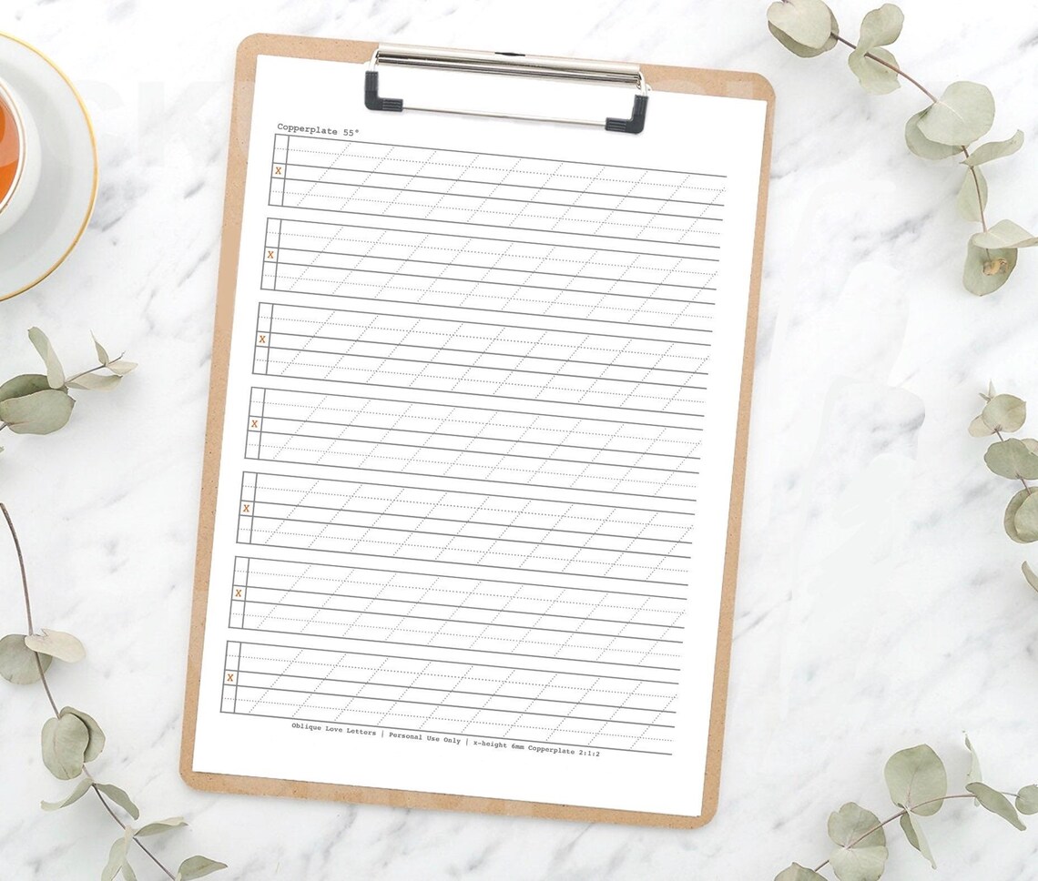 Blank Slanted Copperplate Calligraphy Worksheet PDF and JPG File ...