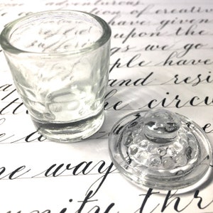 Vintage Glass Ink Well for Calligraphy - Tiny Glass Inkwell with Oblique Pen Holder - Vintage Dip Pen Glass Inkwell