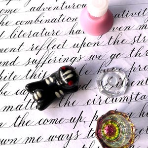 Glass Inkwell & Ceramic Pen Rest - Calligraphy Desk Set image 3