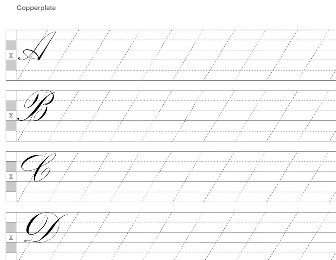 Blank Copperplate Calligraphy Practice Worksheet W/free Bonus