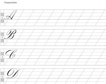 Copperplate Calligraphy Practice Worksheet with Lowercase 'a' Tutorial (PDF)
