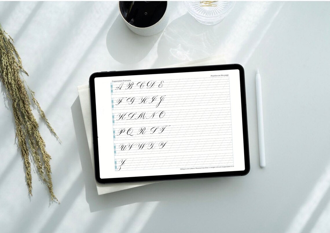 Blank Slanted Copperplate Calligraphy Worksheet PDF and JPG File ...