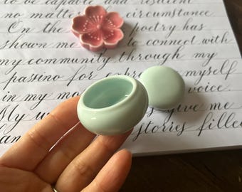 Calligraphy Tool Set: Ceramic Water Pot, Cherry Blossom Pen Rest, Ink Holder