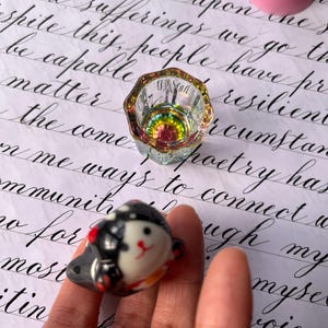 Glass Inkwell & Ceramic Pen Rest - Calligraphy Desk Set image 7