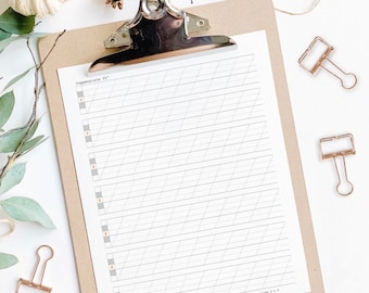 Blank Slanted Copperplate calligraphy Worksheet PDF and JPG file - Blank Copperplate Practice Sheet for Lettering Practice
