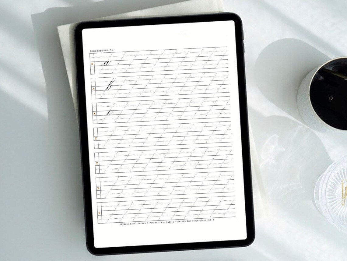Blank Slanted Copperplate Calligraphy Worksheet PDF and JPG File ...