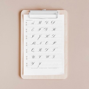 Copperplate Calligraphy Uppercase Workbook PDF - 36 Pages of Traceable Practice Sheets - Digital Download - Oblique Love Letters