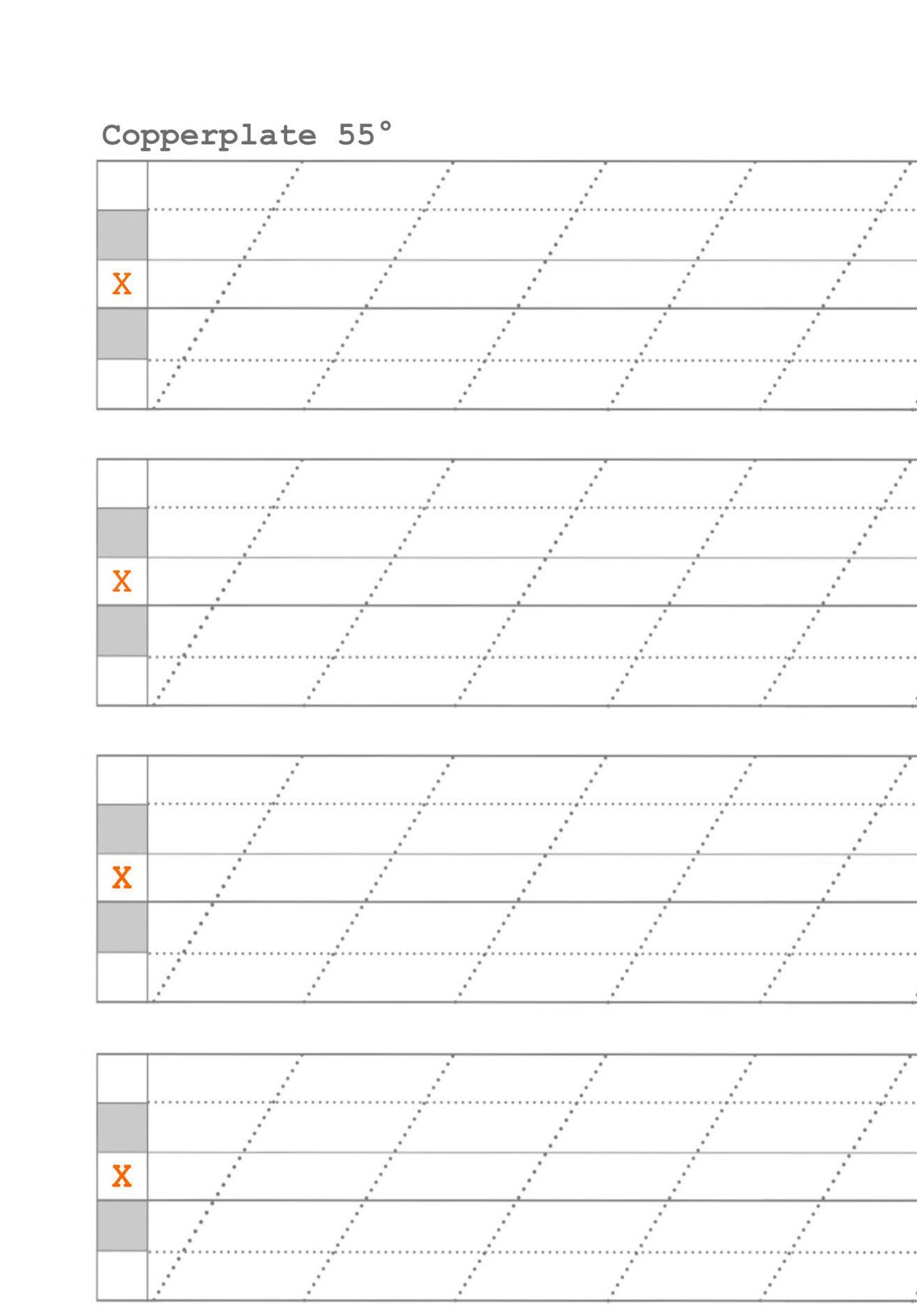 Blank Slanted Copperplate Calligraphy Worksheet PDF and JPG File ...