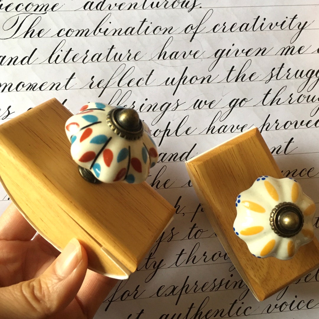 Ink Rocker Blotter With Ceramic Handle Wood Rocker Blotter Desk Ink