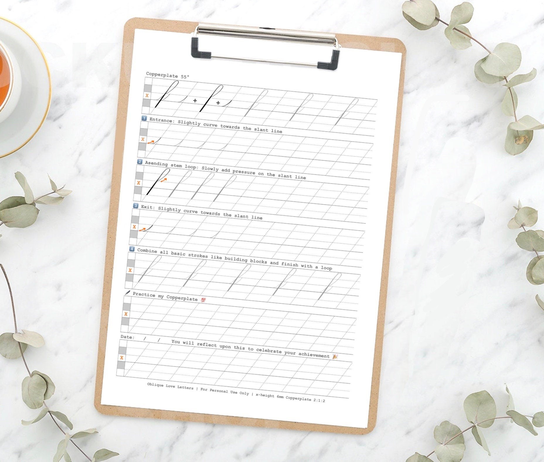 Copperplate Calligraphy Practice Worksheets – Lowercase & Uppercase ...