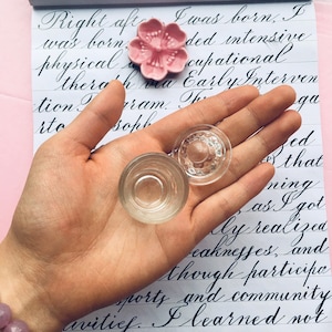 Glass Inkwell, Cherry Blossom Pen Rest & Silicone Dinky Dip Holder Set for Calligraphy, Dip Pens, Oblique Pen Holders, Glass Dip Pens