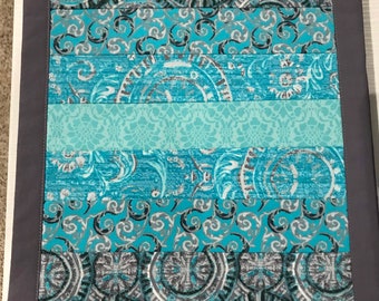 Teal and Grey Quilted Placemats Set of 6