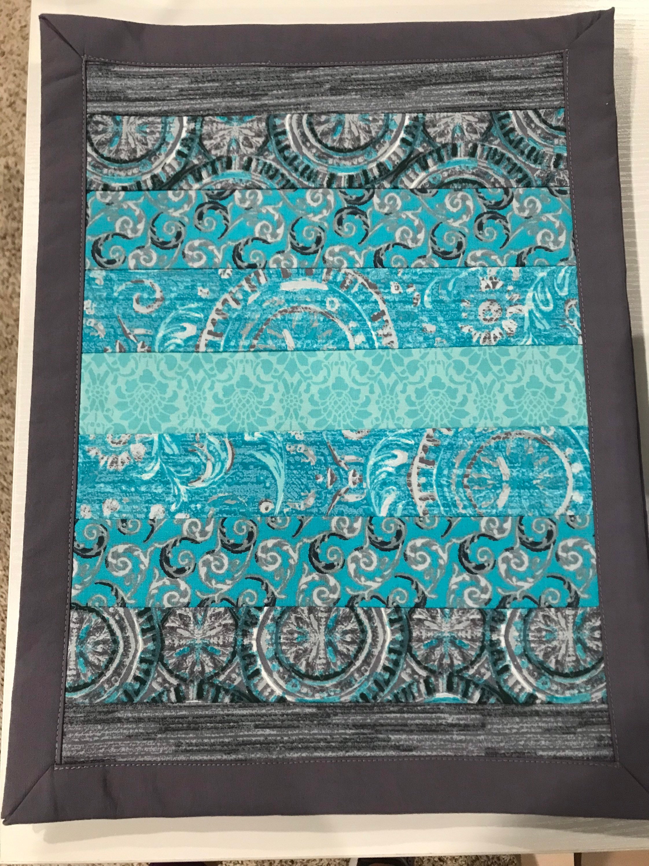 Teal and Grey Quilted Placemats Set of 6 Etsy