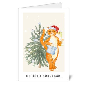 Weihnachtskarte (Here Comes Santa Claws) - 150 x 100 - Hochwertige Karte (330g)