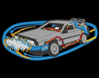 Back to the Future Time Machine Fluxing Digital Design for Embroidery - Instant Download
