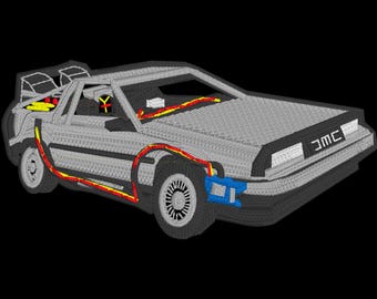 Back to the Future Time Machine Digital Design for Embroidery - Instant Download