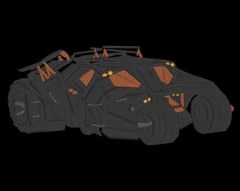 Tumbler Batmobile Digital Design for Embroidery - Instant Download