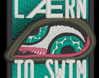 LAERN to Swim Digital Design for Embroidery - Instant Download