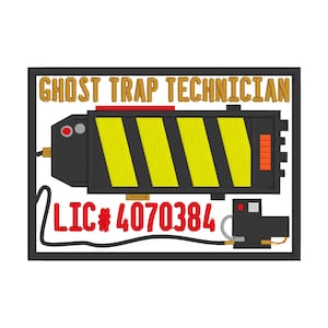 May include: Embroidered patch featuring a black and yellow Ghost Trap with the text "GHOST TRAP TECHNICIAN" above and "LIC #4070384" below. The patch has a black border and is on a white background.