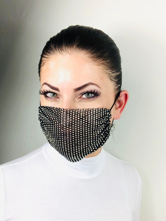 Crystal Mesh Face Mask/Rhinestone Mesh Face Mask/Bling Bling Etsy