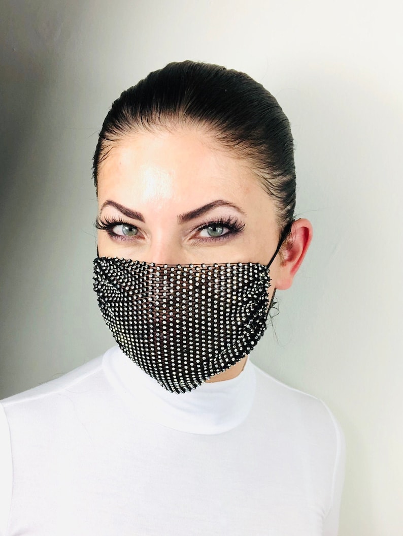 Crystal Mesh Face Mask/Rhinestone Mesh Face Mask/Bling Bling Etsy