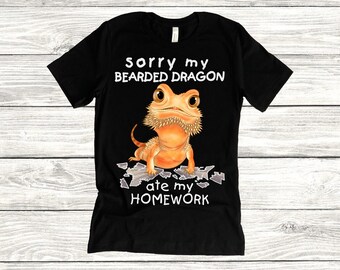 Funny Herpetology T Shirt for Men and Women, My Bearded Dragon Ate My Homework,  Lizard Tee, Reptile Owner Tshirt