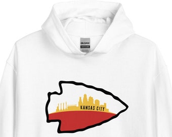 Sudadera con capucha KC Skyline / Unisex / Estadio Arrowhead / Midwestern Americana / Chiefs Kingdom / Fútbol de Kansas City