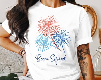 Boom Squad T-shirt | Bella + canvasoverhemd | 4 juli Vuurwerk | Rood Wit en Blauw | Patriottisch overhemd | Amerika T-shirt