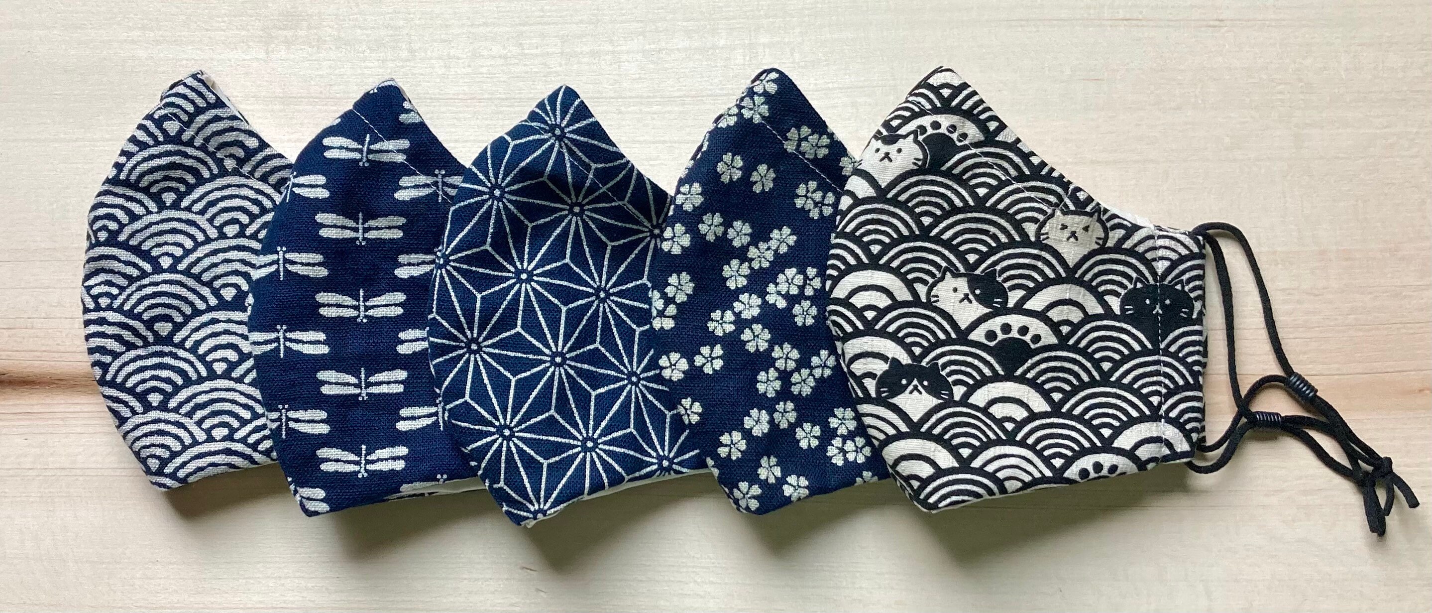 Japanese Design Washable Face Mask: 3 layers of 100% cotton, filter p…