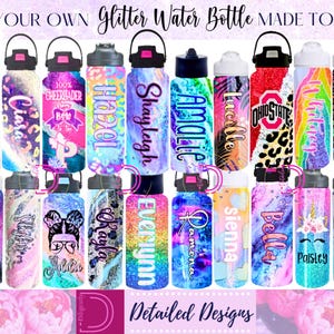 Design Your Own Glitter Water Bottle-Personalized Glitter Water Bottle-Custom Water Bottle-Stainless Steel Water Bottle-Tumbler-Custom Gift
