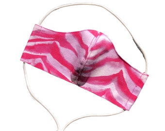 Designer Face Mask with filter pocket Made in USA Pink Zebra