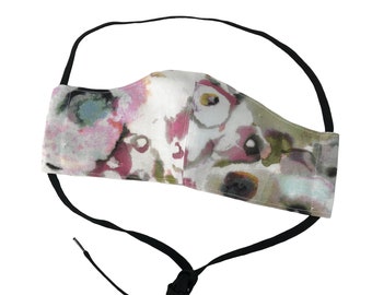 Designer Face Mask with filter pocket Made in USA Pastel Floral