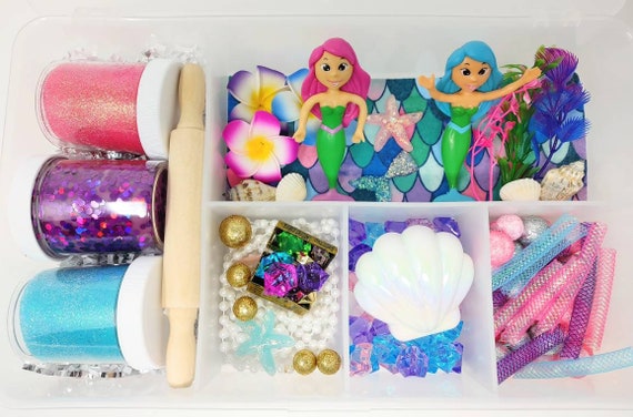 Mermaid Playdough Kit Play Dough Kit Sensory Bin Busy Kit