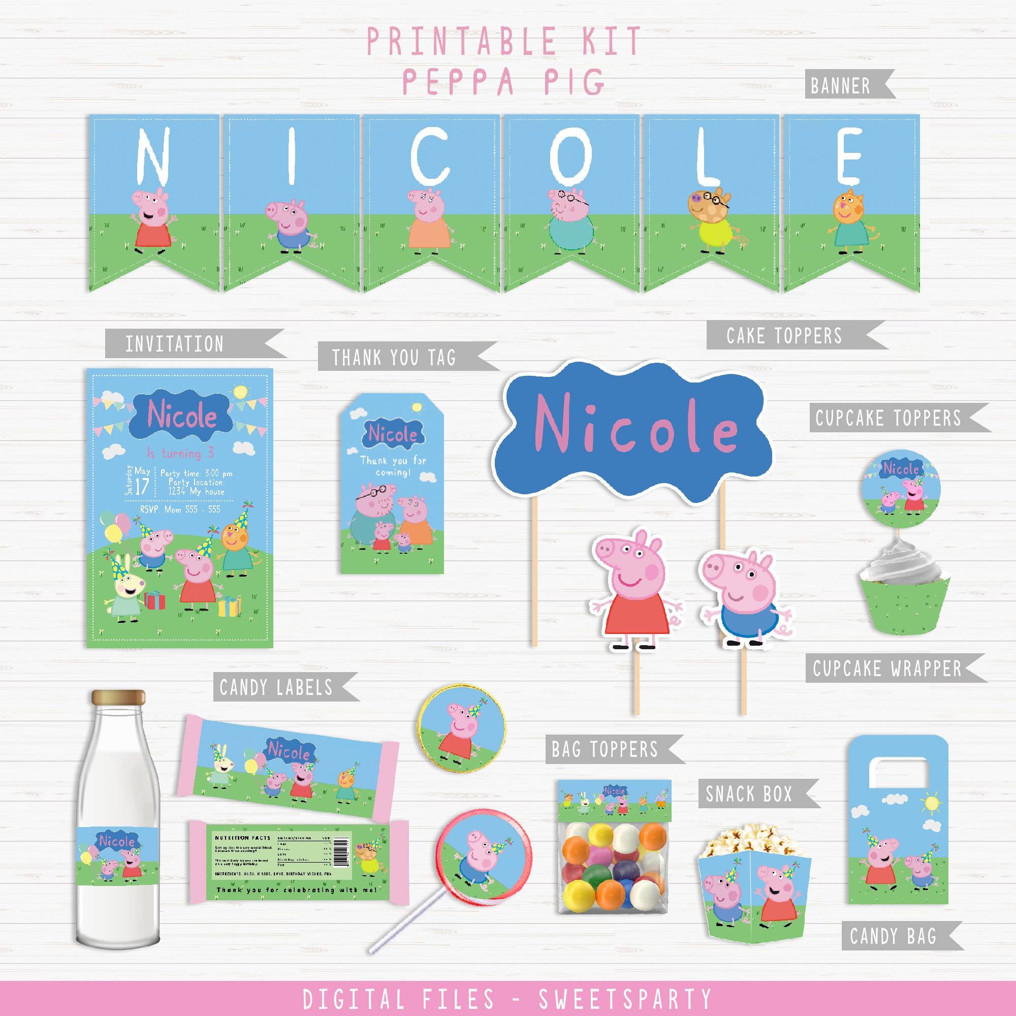 Peppa Pig Birthday Peppa Pig Printable Kit Peppa Pig | Etsy