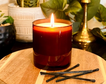Non Toxic Scented Candles in Amber Glass Jars