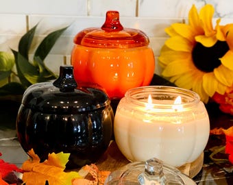 Large Glass Pumpkin Candles