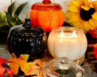 Large Glass Pumpkin Candle