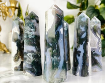 Moss Agate Chunky Crystal Towers