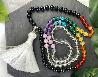Chakra Balancing Mala Inspired Genuine Crystal Necklace