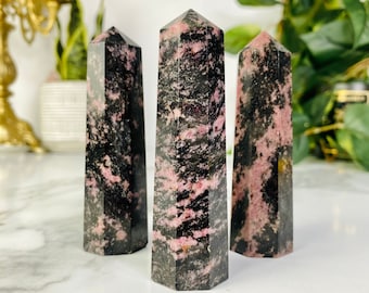Sparkly Rhodonite Crystal Towers