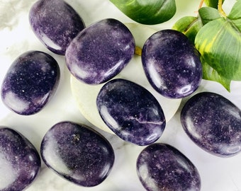 Lepidolite Palm Stones, Genuine Lepidolite Crystal, Dark Purple Lepidolite, Crystal Palms, Genuine Crystal, Worry Stones, Natural Crystal