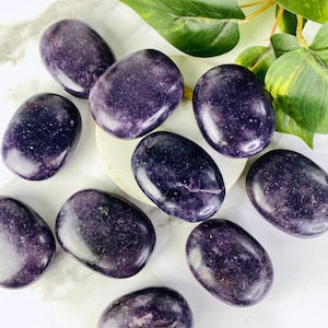 Lepidolite Palm Stones, Genuine Lepidolite Crystal, Dark Purple Lepidolite, Crystal Palms, Genuine Crystal, Worry Stones, Natural Crystal