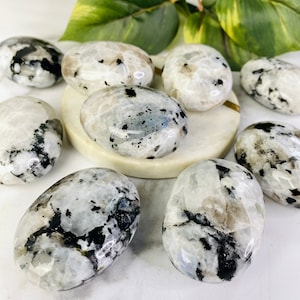 Rainbow Moonstone Palm Stone: Genuine Crystal Worry Stone